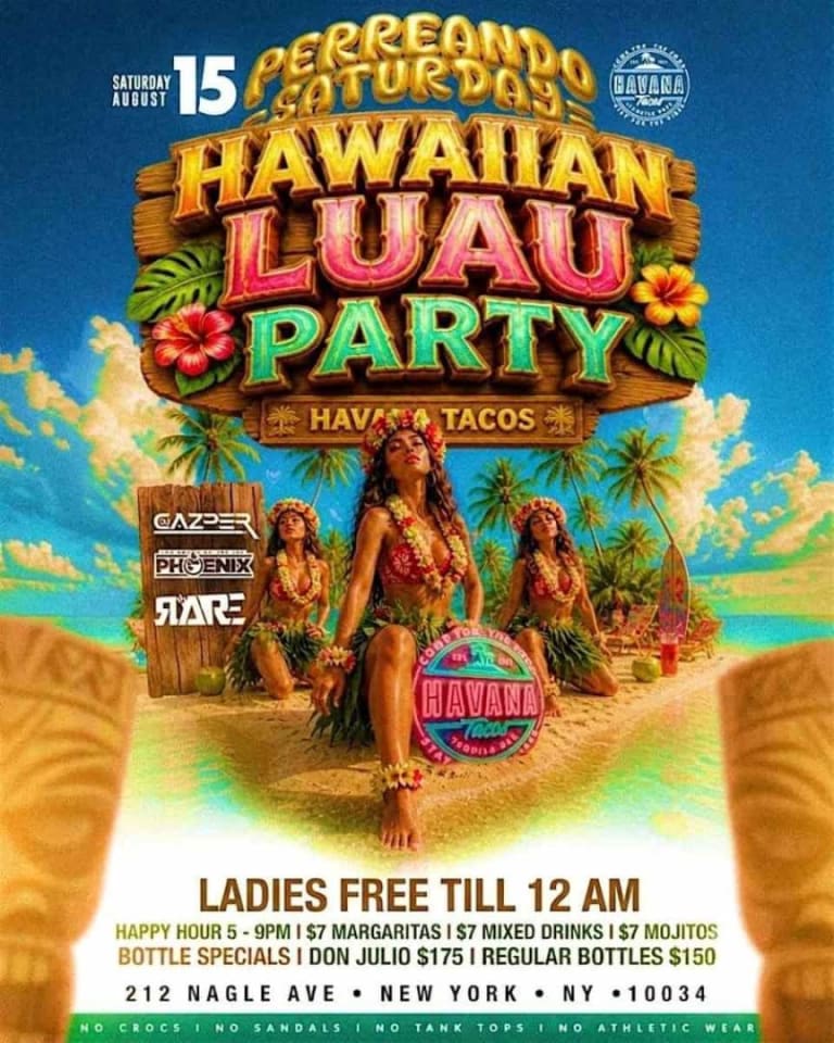 Event - Perreo Saturday Hawaiian Luau Party NYC - New York, New York - August 15, 2026 | concert tickets