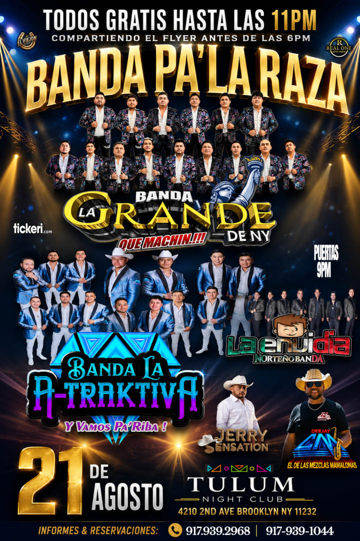 Event - 🔥 ¡Banda Pa' La Raza en Vivo en Tulum Night Club! 🎉 - Brooklyn, New York - August 21, 2026 | concert tickets
