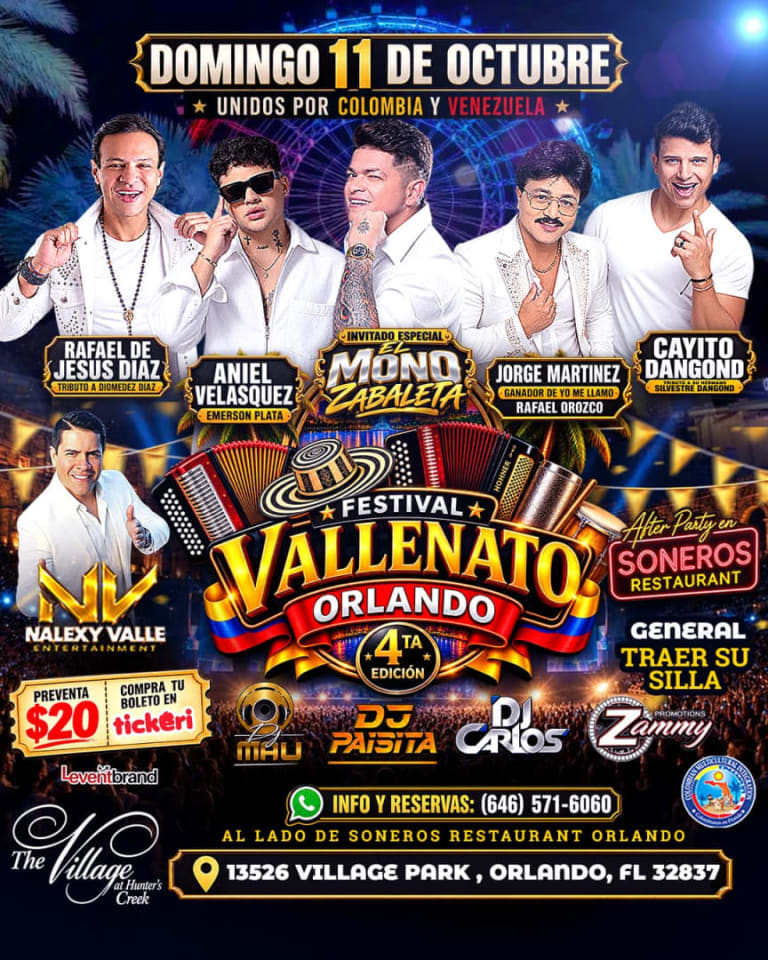Event - Festival Vallenato Orlando – Unidos por Colombia y Venezuela - Orlando, Florida - October 11, 2026 | concert tickets