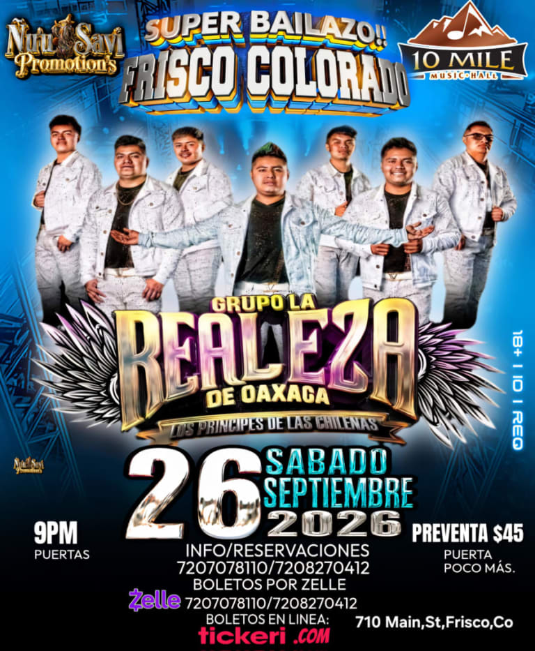 Event - La Realeza de Oaxaca Frisco,Co - Frisco, Colorado - September 26, 2026 | concert tickets