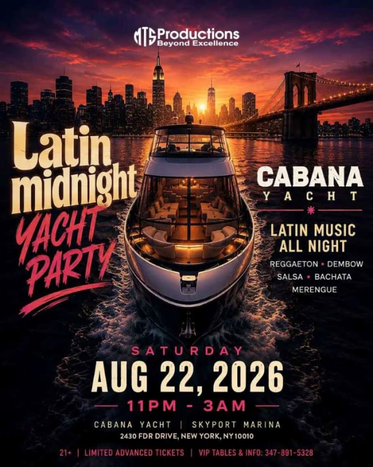 Event - Latin Midnight Yacht Party NYC – Latin Party on Cabana Yacht - New York, New York - August 22, 2026 | concert tickets