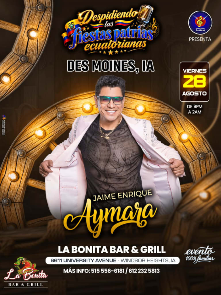 Event - Jaime Enrique Aymara en Des Moines - Windsor Heights, Iowa - August 28, 2026 | concert tickets