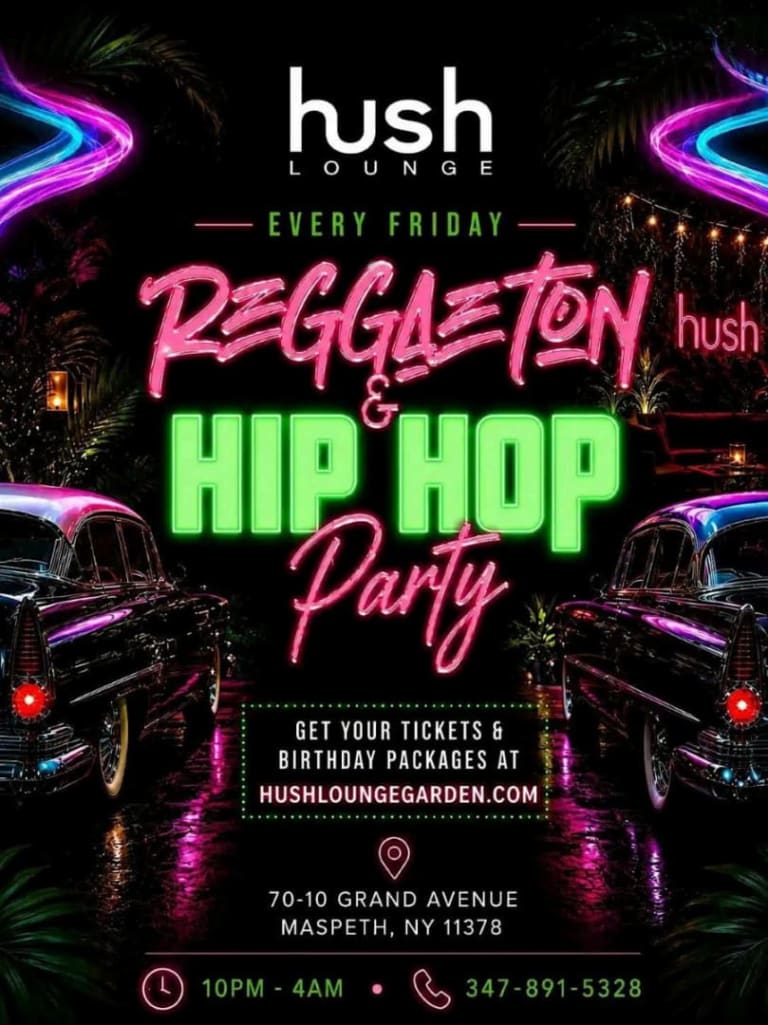Event - Reggaeton & Hip Hop Party NYC at Hush Lounge Garden – August 28, 2026 - Queens, New York - August 28, 2026 | concert tickets