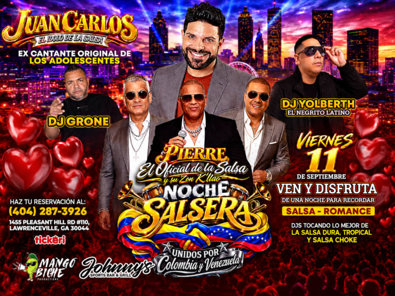 Event - Noche Salsera Colombia y Venezuela unidos por una sola Hernandes! Juan Carlos Lobo(ex Adolescentes) Pierre el Oficial de la salsa, Dj Yolberth el Negrito Latino y Dj Grone  - Lawrenceville, Georgia - September 11, 2026 | concert tickets