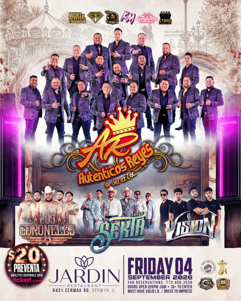 Event - LOS AUTENTICOS REYES DE JEREZ @ JARDIN  - Berwyn, Illinois - September 4, 2026 | concert tickets