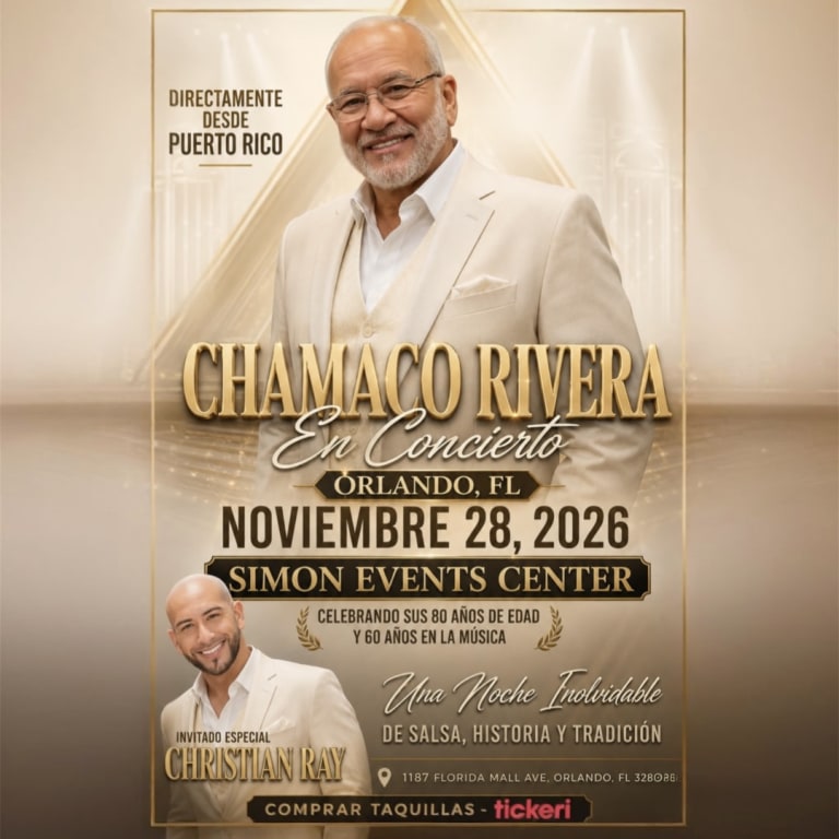 Event - Chamaco Rivera Celebrando Sus 80 años de Edad y 60 años en la musica  - Orlando, Florida - November 28, 2026 | concert tickets