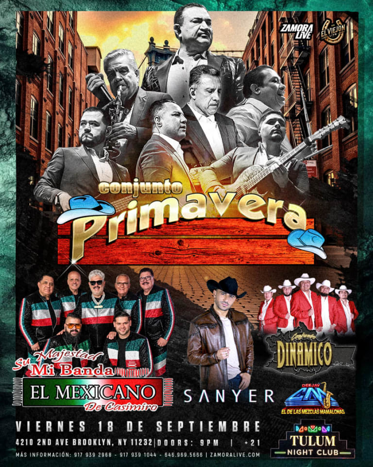 Event - ¡No te pierdas a Conjunto Primavera, Su Majestad Mi Banda El Mexicano de Casimiro, Conjunto Dinámico y Sanyer en vivo! 🔥 - Brooklyn, New York - September 18, 2026 | concert tickets
