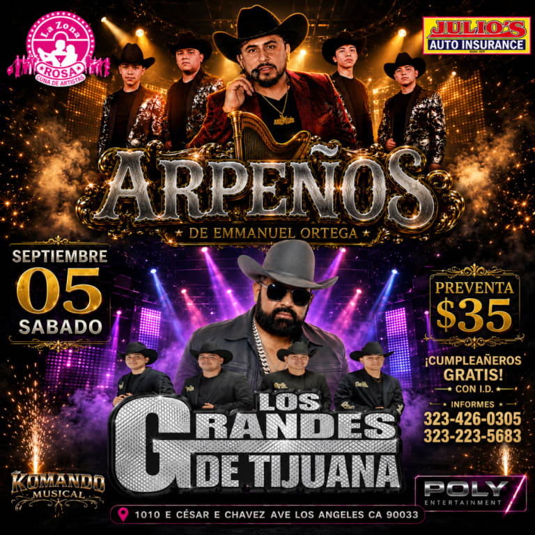 Event - 🚨🔥Arpeños🔥Y Los Grandes De Tijuana🔥🚨 - Los Angeles, California - September 5, 2026 | concert tickets