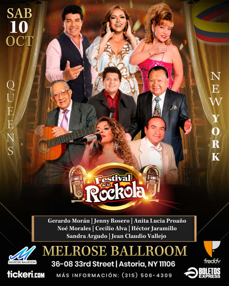 Event - FESTIVAL DE LA ROCKOLA | GERARDO MORAN , JENNY ROSERO, NOE MORALES, HECTOR JARAMILLO, ANITA LUCIA PROAÑO, SANDRA ARGUDO en Astoria, NY  - New York, New York - October 10, 2026 | concert tickets