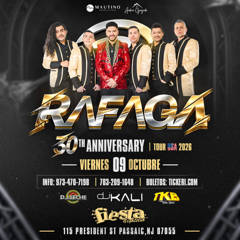 Event - RAFAGA 35 ANIVERSARIO EN NEW JERSEY (NUEVA FECHA) - Passaic, New Jersey - October 9, 2026 | concert tickets