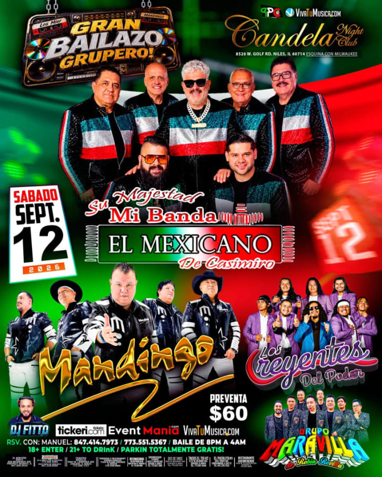 Event - Mi Banda El Mexicano, Mandingo, Los Creyentes del Poder y Grupo Maravilla - Niles, Illinois - September 12, 2026 | concert tickets