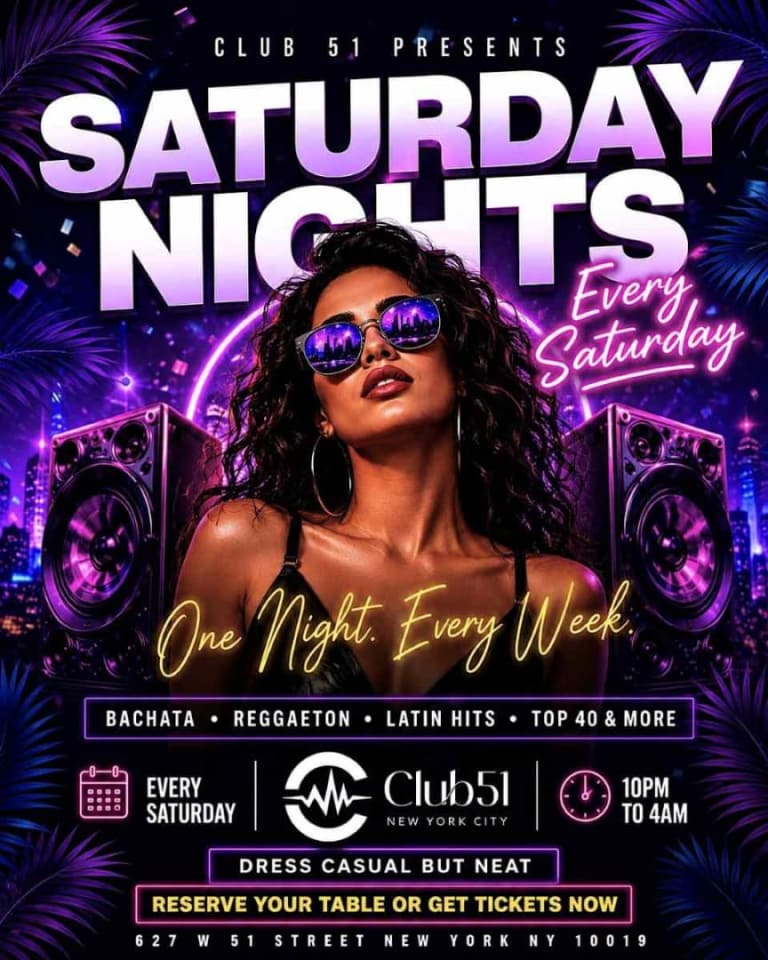 Event - Saturday Nights at Club 51 NYC | Latin Night Saturday | Every Saturday - New York, New York - September 5, 2026 | concert tickets