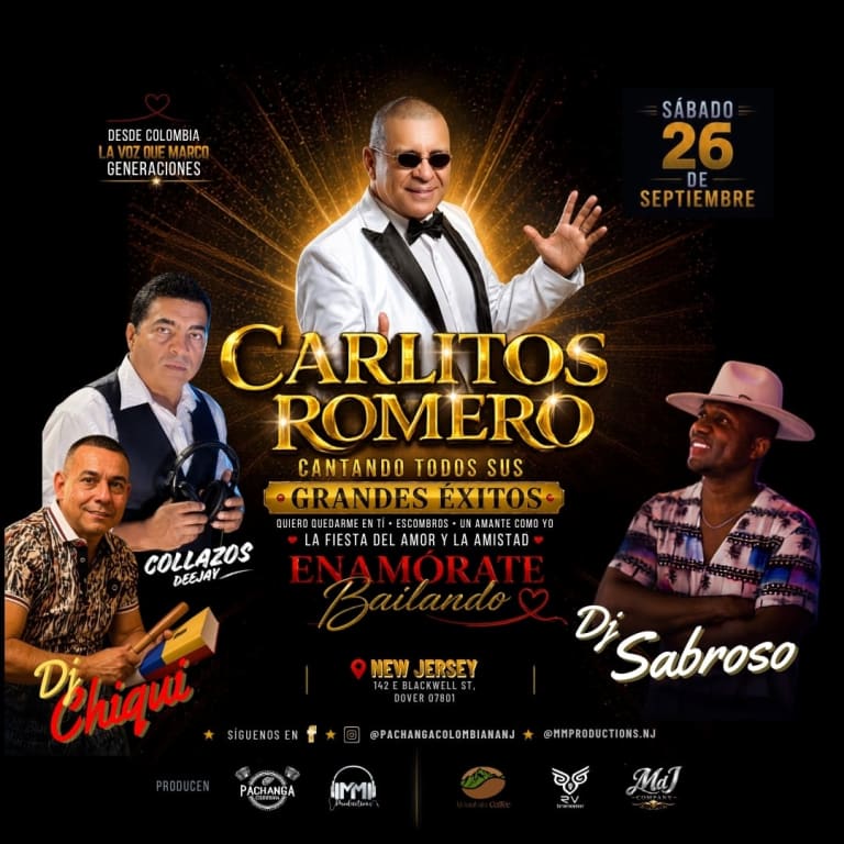 Event - CARLITOS ROMERO- ENAMÓRATE BAILANDO  - Dover, New Jersey - September 26, 2026 | concert tickets
