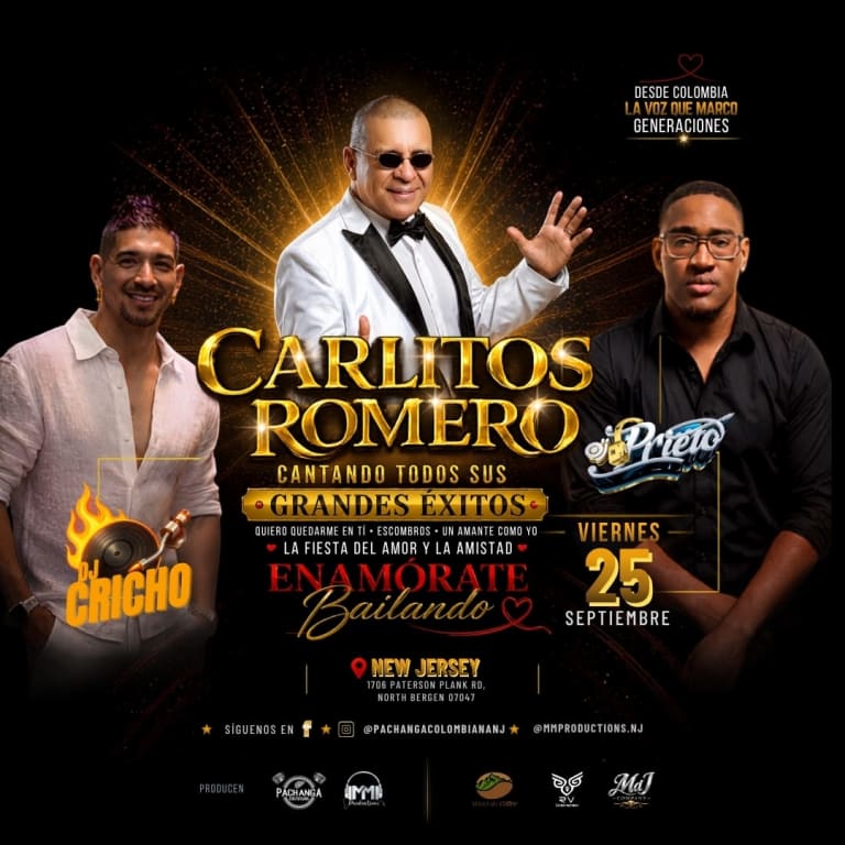Event - CARLITOS ROMERO- ENAMÓRATE BAILANDO  - North Bergen, New Jersey - September 25, 2026 | concert tickets