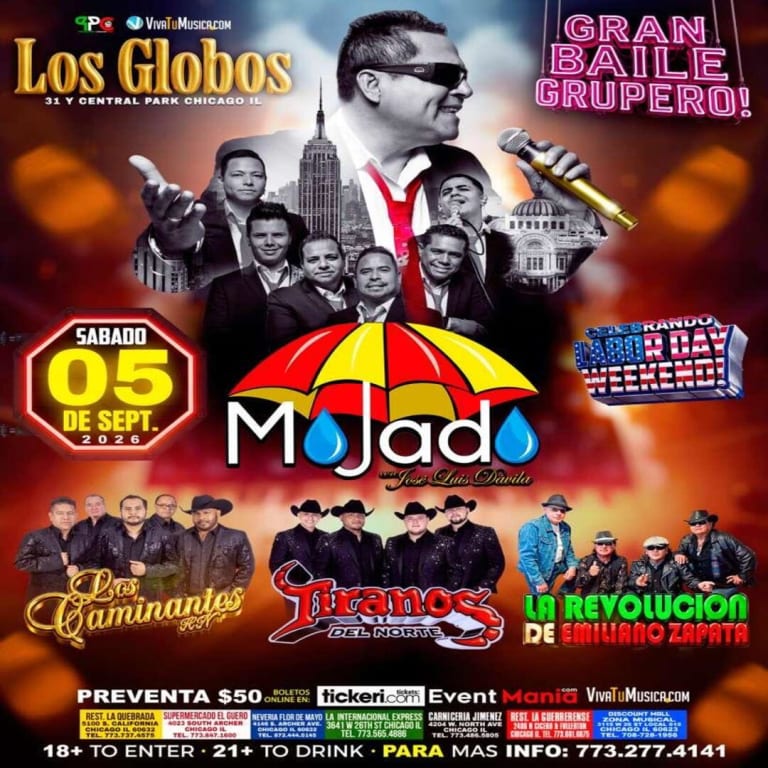 Event - Gran Baile Grupero Memorial Day Celebration, Mojado, Los Caminantes, Tiranos del Norte & La Revolución de Emiliano Zapata - Chicago, Illinois - September 5, 2026 | concert tickets