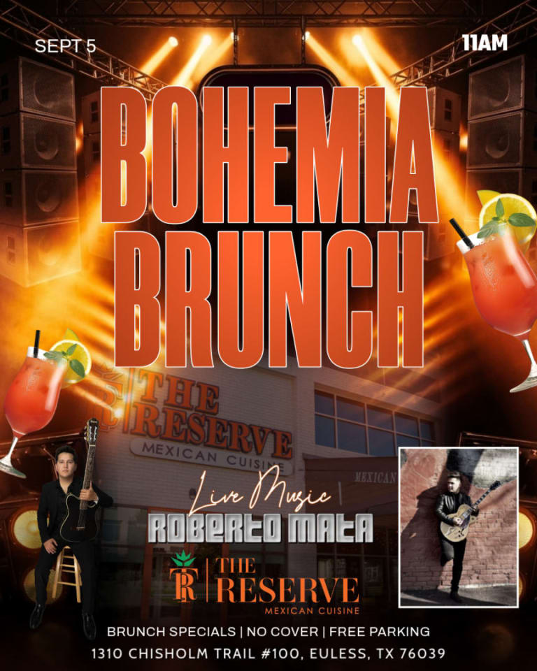 Event - 🎶🔥 BOHEMIA SATURDAY BRUNCH AT THE RESERVE EULESS WITH ROBERTO MATA! 🔥🎶 - Euless, Texas - September 5, 2026 | concert tickets