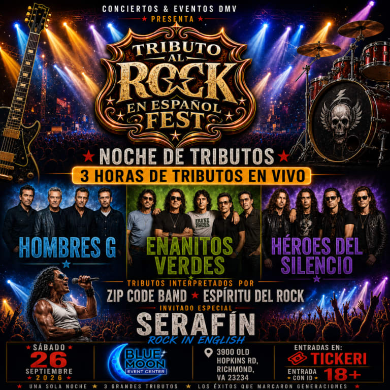 Event - TRIBUTOS ROCK EN ESPAÑOL FEST en RICHMOND  - Richmond, Virginia - September 26, 2026 | concert tickets