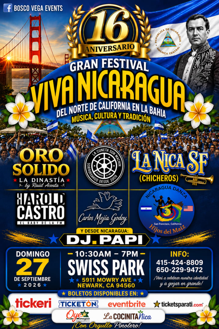Event - 16to. Gran Festival Viva Nicaragua - Newark, CA - Sun, September 27, 2026} | concert tickets