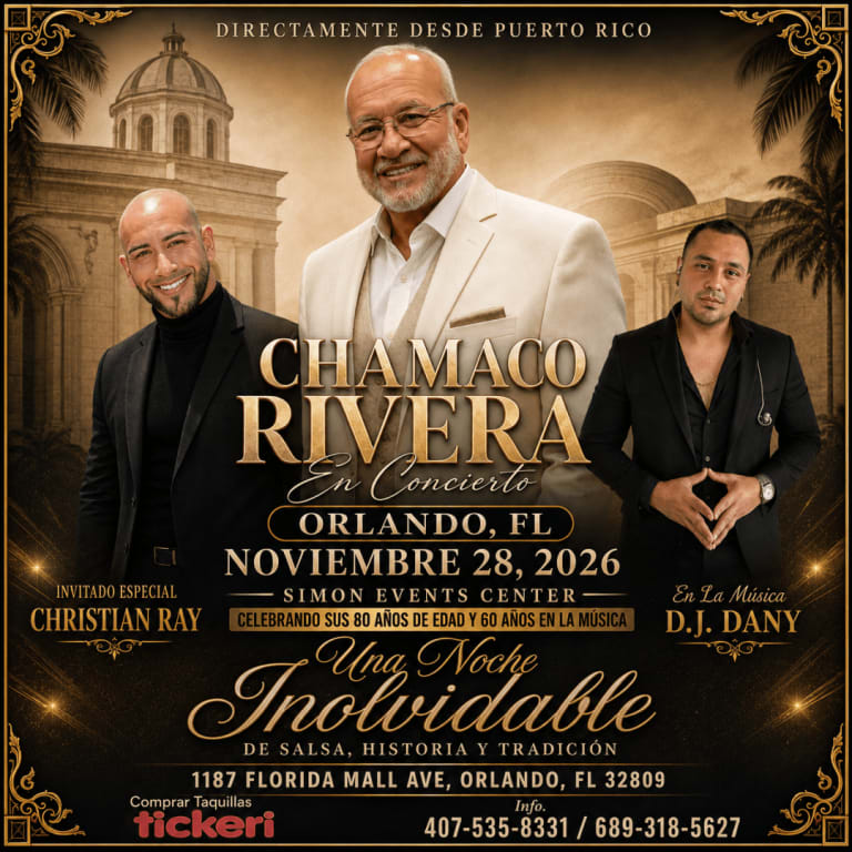 Event - Chamaco Rivera Celebrando Sus 80 años de Edad y 60 años en la musica  - Orlando, FL - Sat, November 28, 2026} | concert tickets