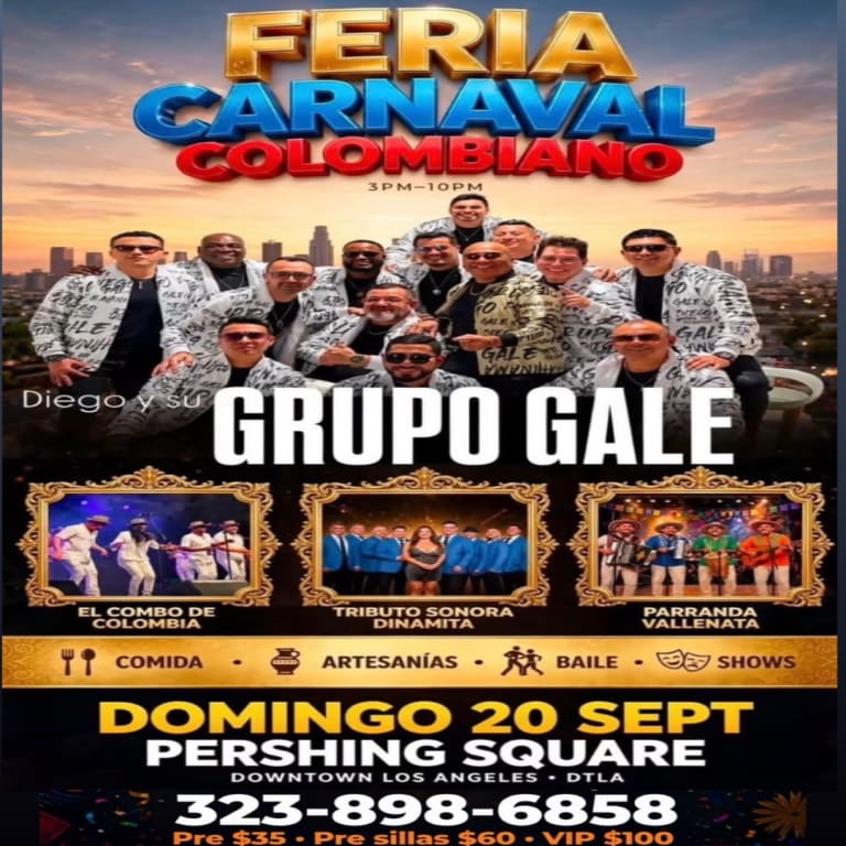 Event - Feria Carnaval Colombiano 2026 - Grupo Gale - Presenta Charlie D’Cali  - Los Angeles, California - September 20, 2026 | concert tickets