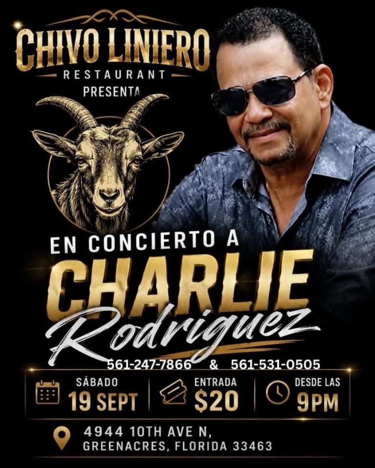 Event - CHARLIE RODRIGUEZ EN VIVO @ CHIVO LINIERO - Greenacres, Florida - September 19, 2026 | concert tickets