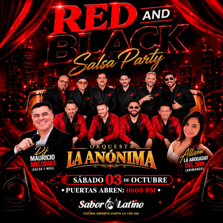 Event - RED AND BLACK ORQUESTA LA ANÓNIMA | Sabor Latino - Queens, New York - October 3, 2026 | concert tickets