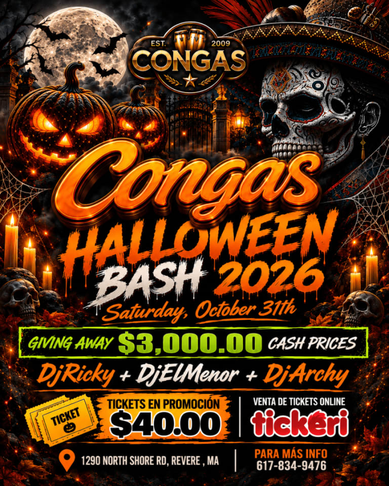 Event - Congas Halloween Bash 2026 - Revere, Massachusetts - October 31, 2026 | concert tickets