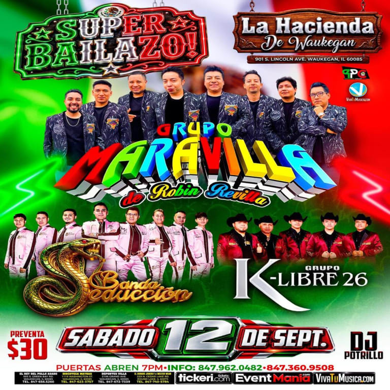 Event - Grupo Maravilla de Robin Revilla, Banda Seducción & Grupo K-Libre 26 - Waukegan, Illinois - September 12, 2026 | concert tickets