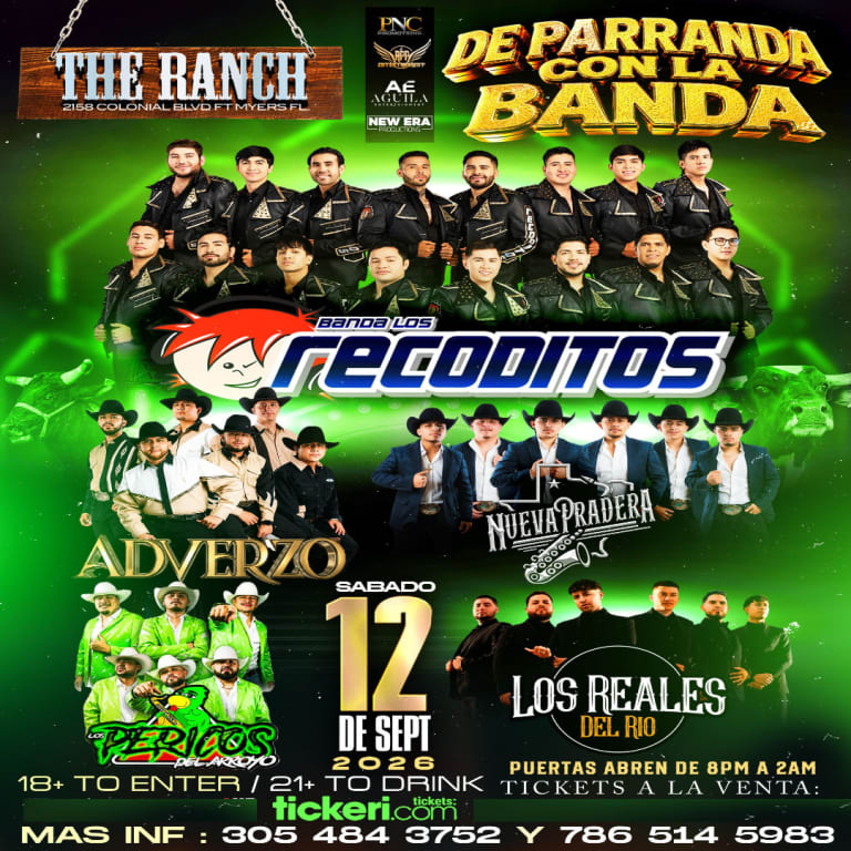 Event - Banda los Recoditos ,Adverzo , Nueva Pradera y Mas  - Fort Myers, Florida - September 12, 2026 | concert tickets