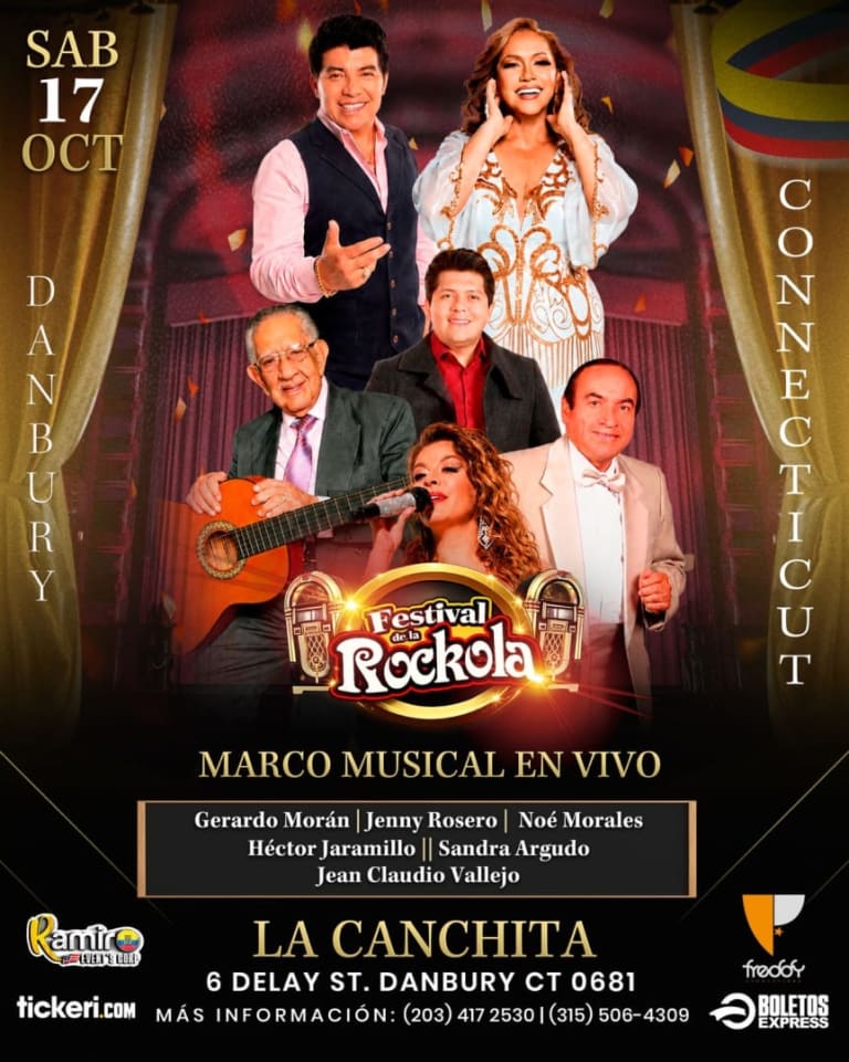 Event - FESTIVAL DE LA ROCKOLA | GERARDO MORAN , JENNY ROSERO, NOE MORALES, HECTOR JARAMILLO,  SANDRA ARGUDO & JEAN CLAUDIO VALLEJO en Danbury - Danbury, CT - sáb, 17 de octubre de 2026} | concert tickets