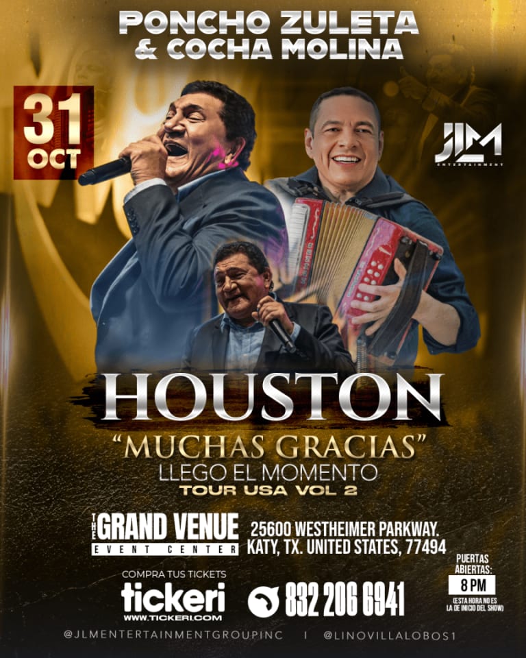 Event - Poncho Zuleta & Cocha Molina en Concierto en Houston - Katy, TX - Sat, October 31, 2026} | concert tickets