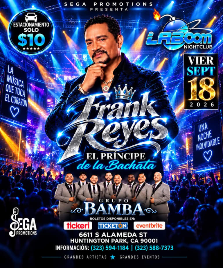 Event - Frank Reyes en Los Angeles  - Los Angeles, CA - vie, 18 de septiembre de 2026} | concert tickets