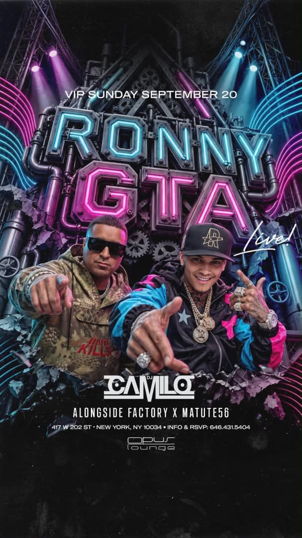Event - VIP Sundays Ronny GTA Live With DJ Camilo At Opus Lounge  - New York, New York - September 20, 2026 | concert tickets