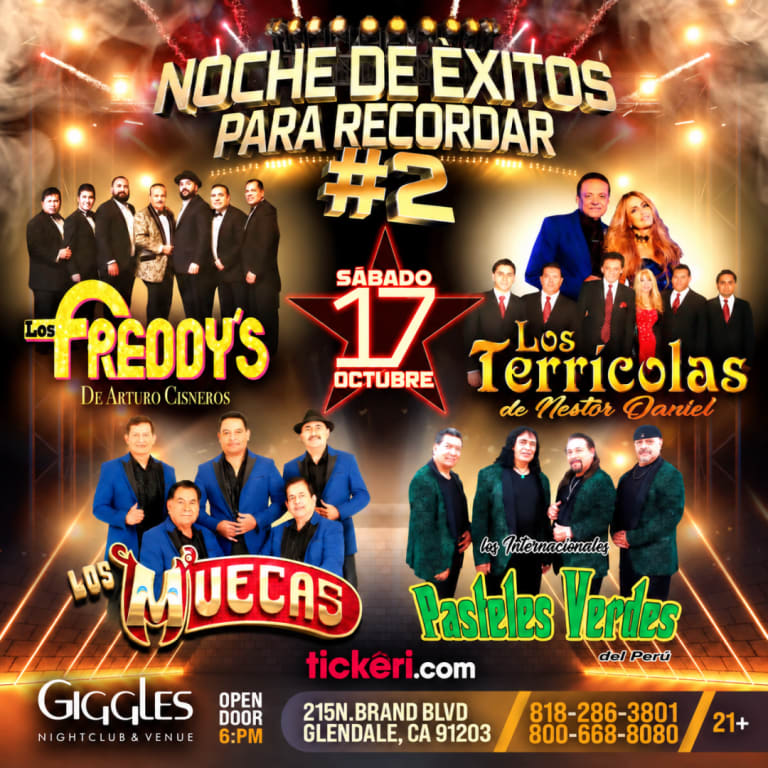 Event - Noche de Exitos – Los Freddy’s, Los Terrícolas, Los Muecas y Los Pasteles Verdes en Los Angeles - Glendale, California - October 17, 2026 | concert tickets