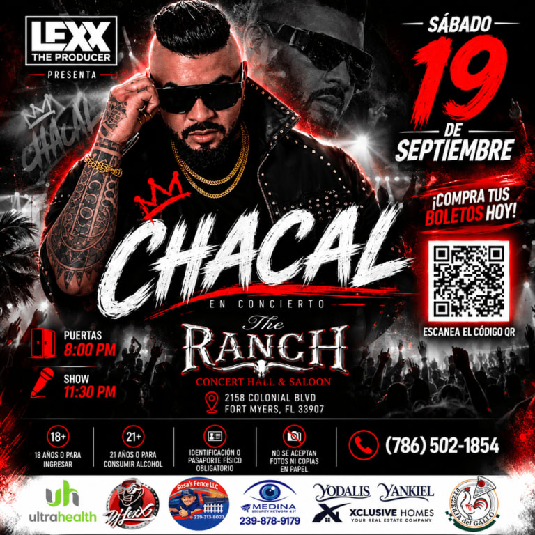 Event - Chacal - Fort Myers, FL - Sat, September 19, 2026} | concert tickets