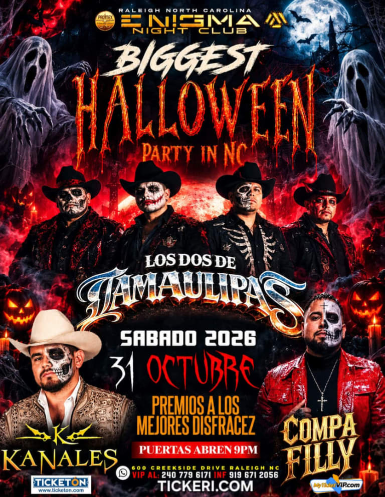 Event - BIGGEST HALLOWEEN PARTY CON LOS DOS DE TAMAULIPAS - Raleigh, NC - sáb, 31 de octubre de 2026} | concert tickets