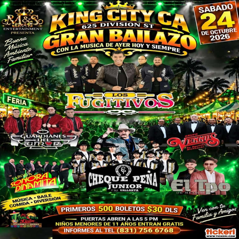 Event - Los Fugitivos , Guardianes del Amor  , Vennus y Mas - King City, California - October 24, 2026 | concert tickets