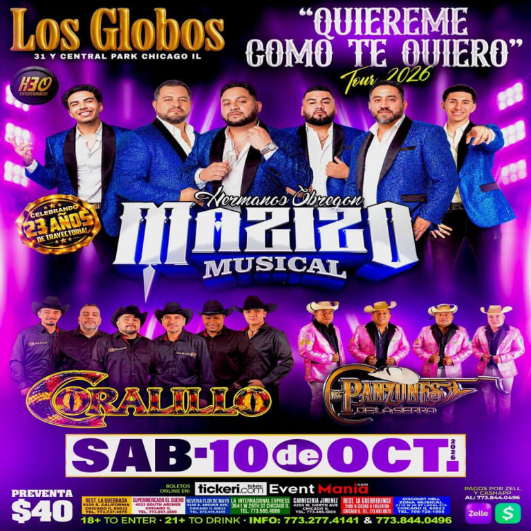 Event - Los Hermanos Mazizo, Coralillo y Panzones de la Sierra – “Quiéreme Como Te Quiero” Tour 2026 | Chicago - Chicago, Illinois - October 10, 2026 | concert tickets