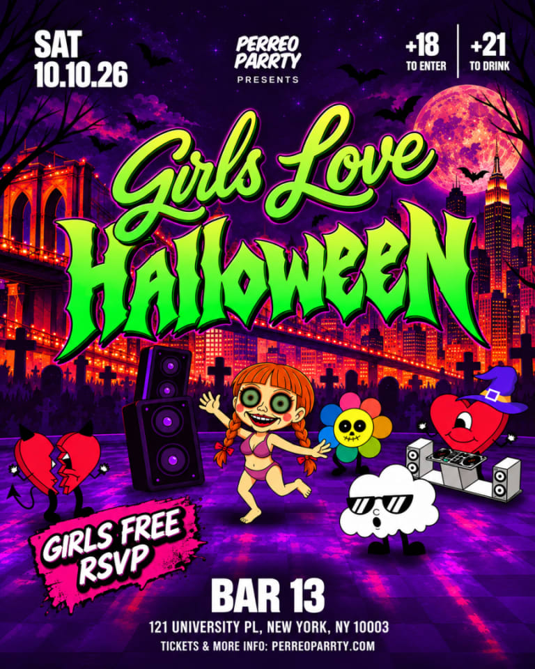 Event - Girls Love Halloween  - Latin Reggaeton Dance Party in Bar 13 (18+) - New York, New York - October 10, 2026 | concert tickets