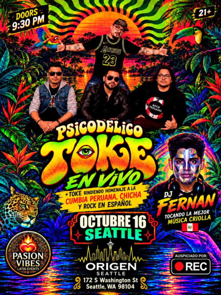 Event - Psicodélico Toke en Vivo – Seattle | Cumbia Peruana, Chicha & Rock en Español - Seattle, Washington - October 16, 2026 | concert tickets