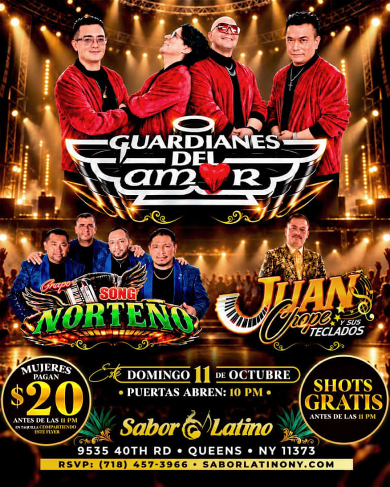 Event - GUARDIANES DEL AMOR, SON NORTEÑO, JUAN CHOPE Y SUS TECLADOS | Sabor Latino - Queens, New York - October 11, 2026 | concert tickets