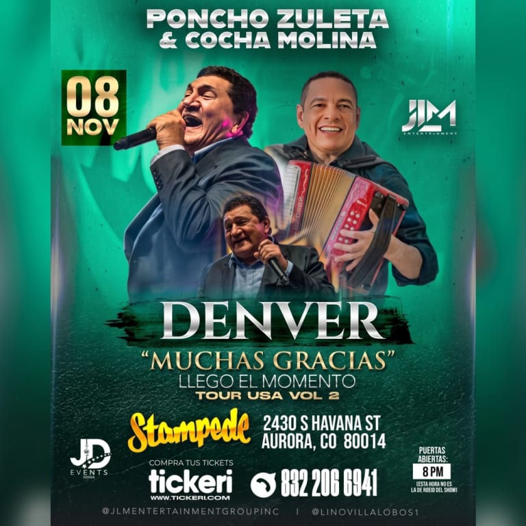 Event - Poncho Zuleta & Cocha Molina en Concierto en Denver - Aurora, Colorado - November 8, 2026 | concert tickets