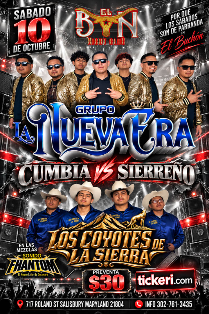 Event - El Buchon Tex Mex: CUMBIA VS SIERRENO - Salisbury, Maryland - October 10, 2026 | concert tickets