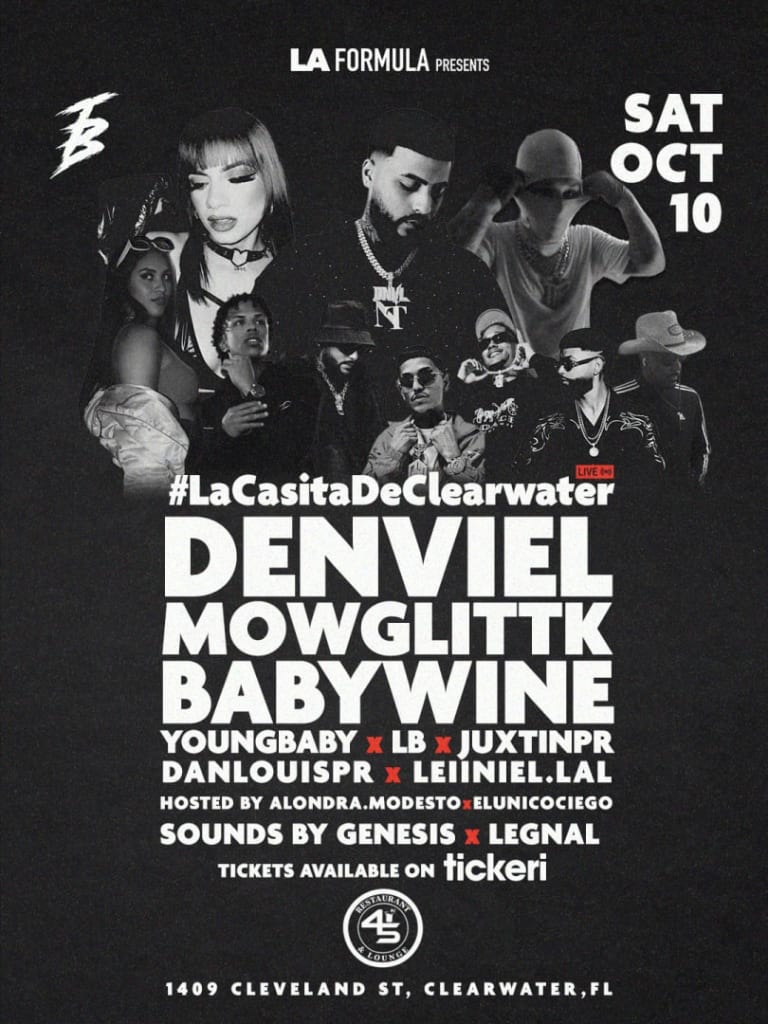 Event - Denviel x Mowgli x Babywine #LaCasitaDeClearwater Live - Clearwater, Florida - October 10, 2026 | concert tickets