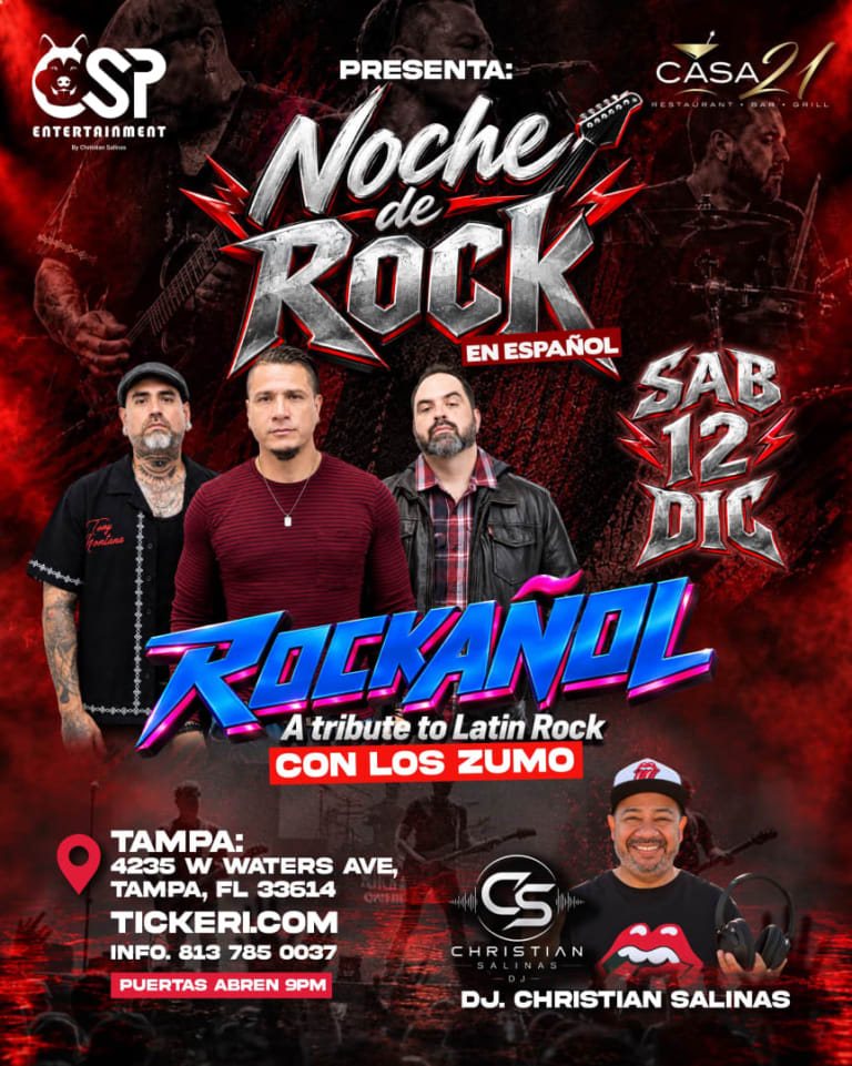 Event - Noche de Rock en Español con Los Zumo & Dj. Christian Salinas en Tampa - Tampa, FL - sáb, 12 de diciembre de 2026} | concert tickets