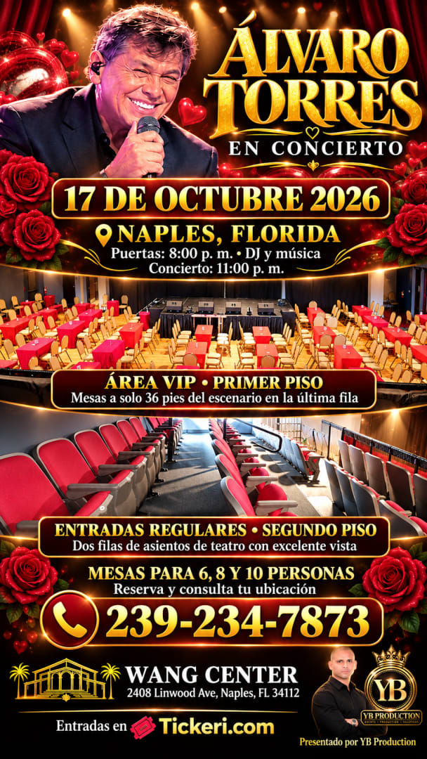 Event - Álvaro Torres en Naples – Concierto 2026 - Naples, FL - Sat, October 17, 2026} | concert tickets