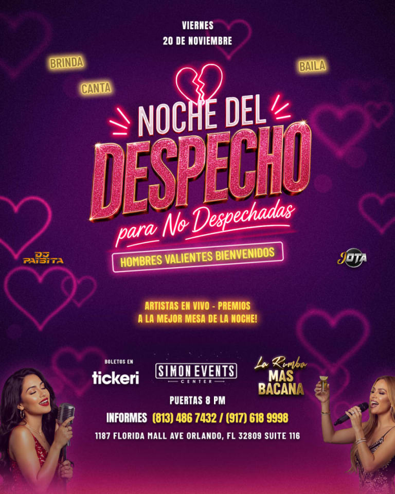 Event - Noche del Despecho Para no Despechadas " Hombres Valientes Bienvenidos!" ORLANDO - Orlando, Florida - November 20, 2026 | concert tickets