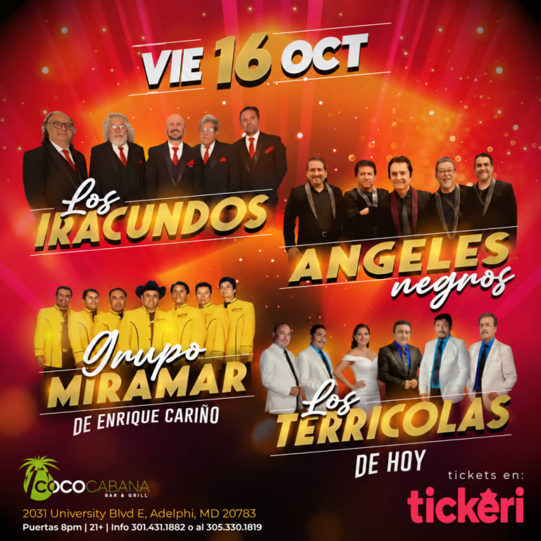 Event - Los Iracundos, Los Angeles Negros, Miramar y Los Terricolas en Maryland - Adelphi, Maryland - October 16, 2026 | concert tickets