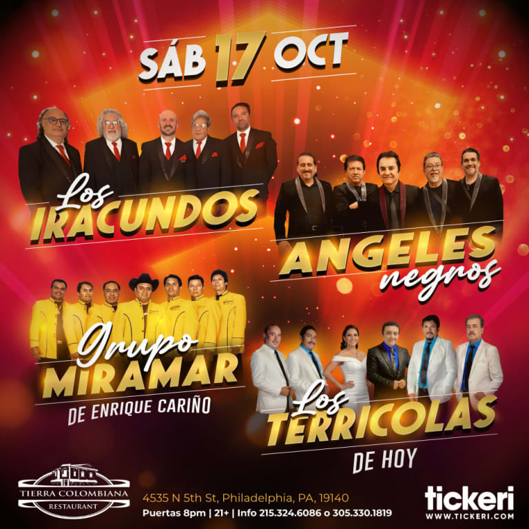 Event - Los Iracundos, Los Angeles Negros, Miramar y Los Terricolas en Philadelphia - Philadelphia, Pennsylvania - October 17, 2026 | concert tickets