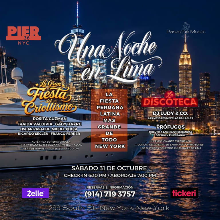 Event - UNA NOCHE EN LIMA - La Fiesta Peruana Latina Más Grande de todo New York - Abordo del Timeless  - New York, New York - October 31, 2026 | concert tickets